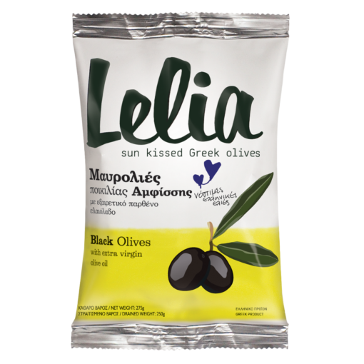 Lelia Mustad oliivid ekstra väärisoliiviõliga, 250 g